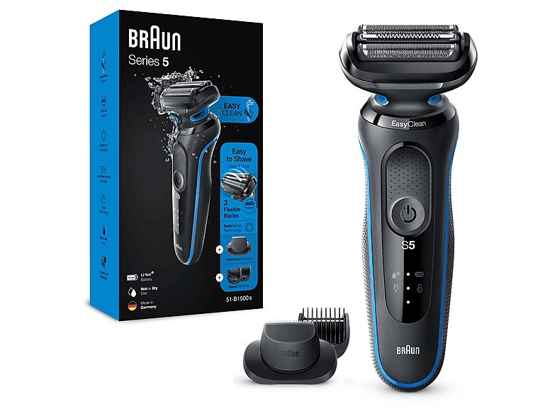 Afeitadora - BRAUN 51-B1500s, 50 min, Negro