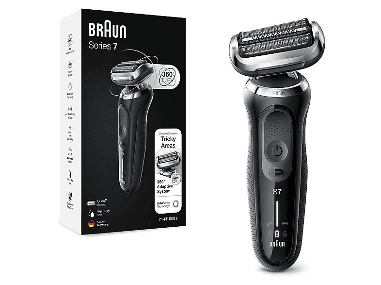 Afeitadora - BRAUN 71-N1000S, 50 min, Recargable, Resistente_al_agua, Negro