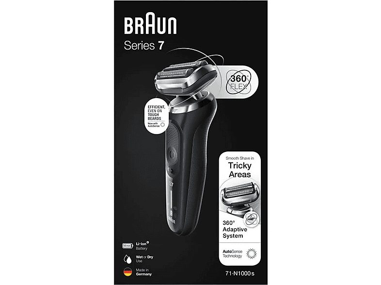 Afeitadora - BRAUN 71-N1000S, 50 min, Recargable, Resistente_al_agua, Negro — foto 7