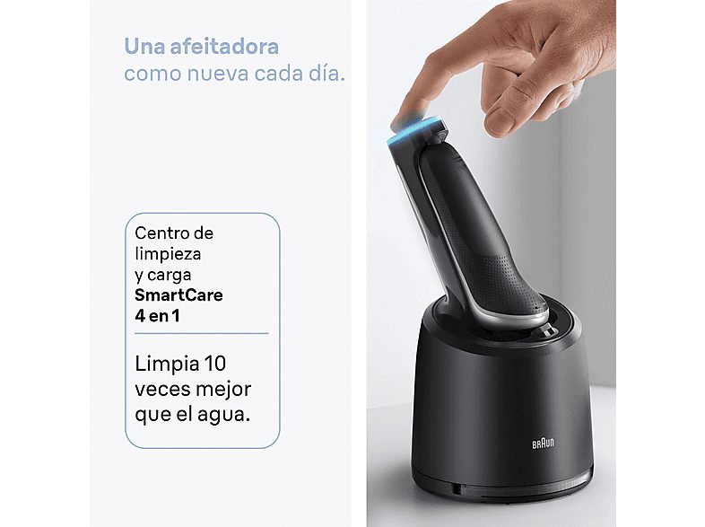 Afeitadora - Braun Afeitadora Eléctrica Series 6 62-S7650CC, Centro SmartCare, +2 Accesorios, 60 min autonomía, Afeitado en seco y en mojado, Plata — foto 6