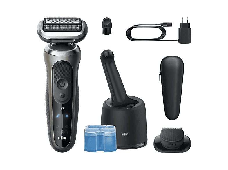 Afeitadora - Braun Afeitadora eléctrica Series 7 72-C7200CC,  3 modos, Centro SmartCare, 1 accesorio de precisión, Afeitado en seco y mojado, Oro — foto 12