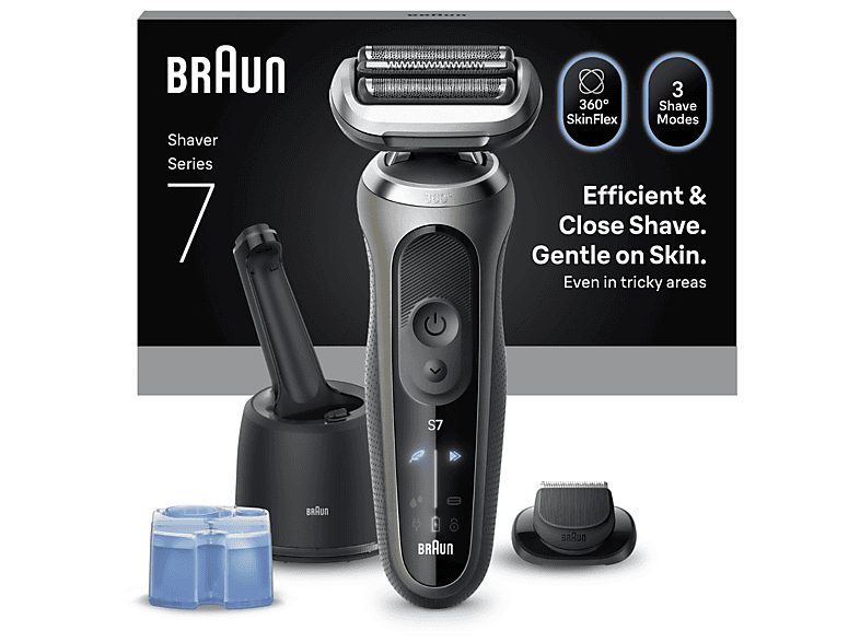 Afeitadora - Braun Afeitadora eléctrica Series 7 72-C7200CC,  3 modos, Centro SmartCare, 1 accesorio de precisión, Afeitado en seco y mojado, Oro — foto 13