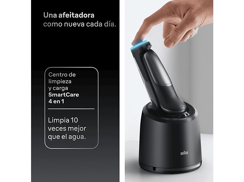 Afeitadora - Braun Afeitadora eléctrica Series 7 72-C7200CC,  3 modos, Centro SmartCare, 1 accesorio de precisión, Afeitado en seco y mojado, Oro — foto 6