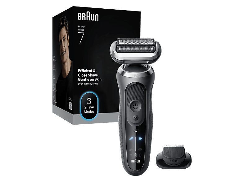 Afeitadora - Braun Afeitadora eléctrica Series 7 72-G1200S, 3 modos, 1 accesorio de precisión, 60 min autonomía, Afeitado en seco y en mojado, Gris