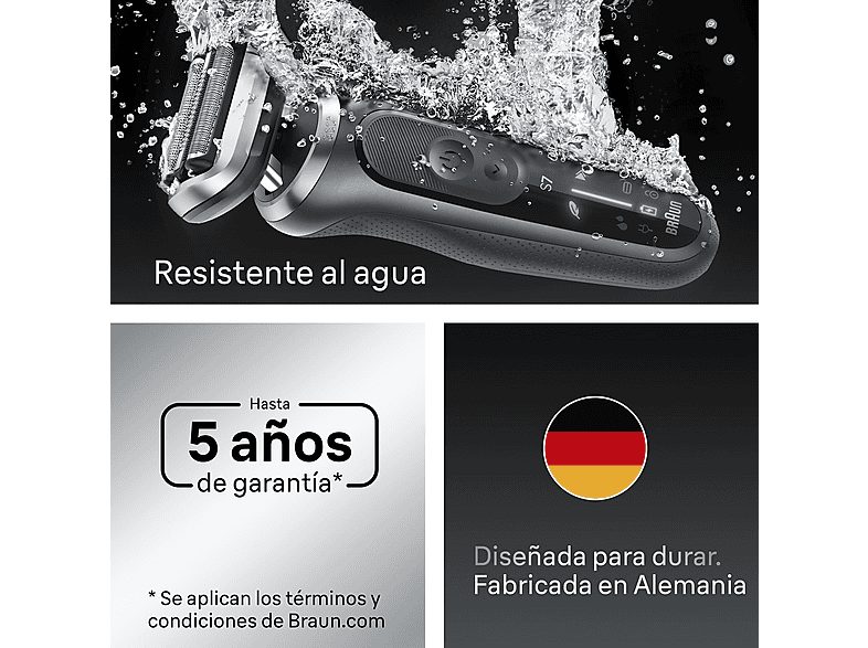 Afeitadora - Braun Afeitadora eléctrica Series 7 72-G1200S, 3 modos, 1 accesorio de precisión, 60 min autonomía, Afeitado en seco y en mojado, Gris — foto 7