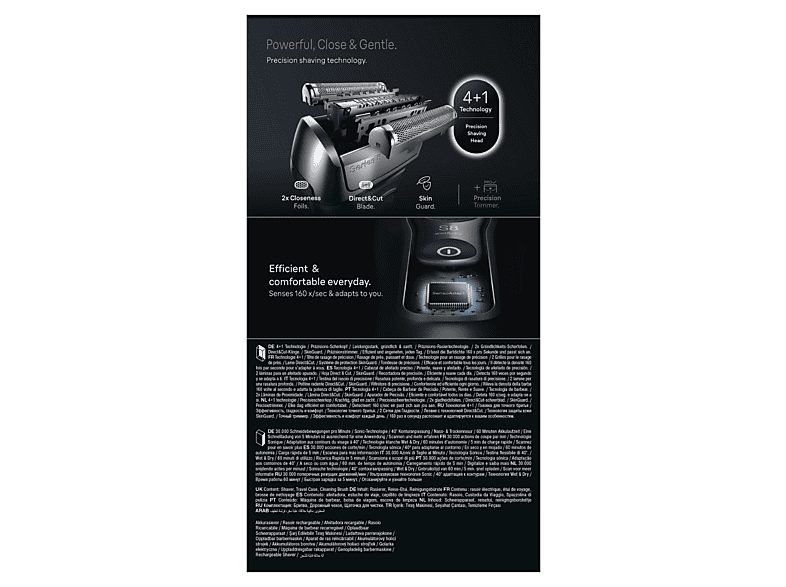 Afeitadora - Braun Afeitadora eléctrica Series 8 8603s, SensoAdapt, 60 min autonomía, Afeitado en seco y en mojado, Gris — foto 9