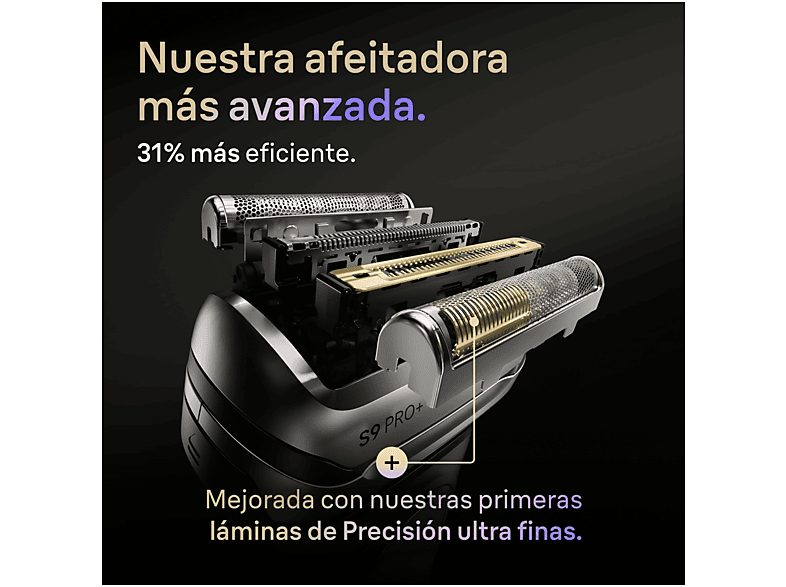 Afeitadora - Braun Afeitadora eléctrica Series 9 PRO+ 9600s, Pro SensoAdapt, 60 minutos autonomía, Afeitado en seco y en mojado, Negro — foto 4