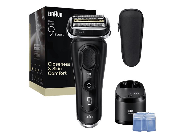 Afeitadora - Braun Afeitadora eléctrica Series 9 Sport CC, Centro de carga y limpieza SmartCare, Wet&Dry, Autonomía 60 min, Negra
