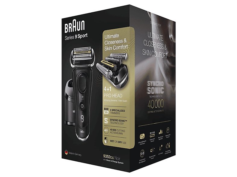 Afeitadora - Braun Afeitadora eléctrica Series 9 Sport CC, Centro de carga y limpieza SmartCare, Wet&Dry, Autonomía 60 min, Negra — foto 6