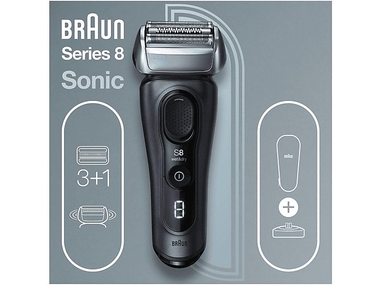 Afeitadora - BRAUN Serie 8 8413S, 60 min, Tecnología Sonic, AutoSense, Gris — foto 3