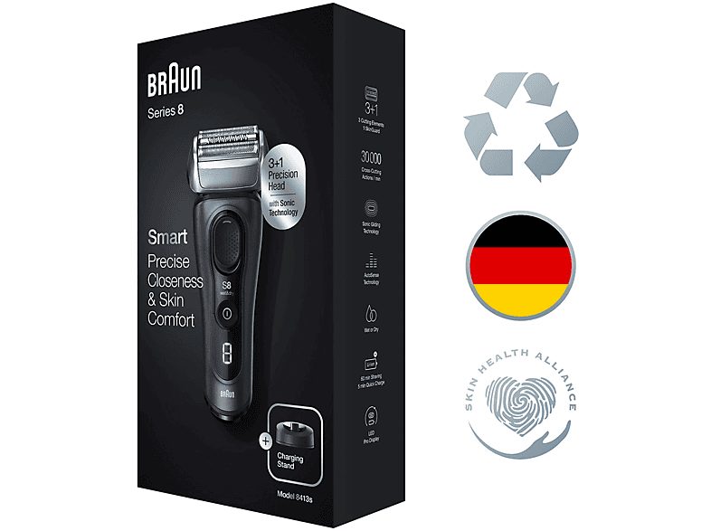 Afeitadora - BRAUN Serie 8 8413S, 60 min, Tecnología Sonic, AutoSense, Gris — foto 5