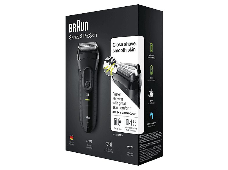 Afeitadora - BRAUN Series 3 3020, 1min, Negro — foto 6