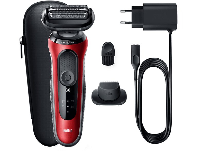 Afeitadora - Braun Series 6 61-R1200S, 3 Cuchillas, Afeitadora eléctrica para barba, EasyClick, Wet & Dry, Rojo — foto 14