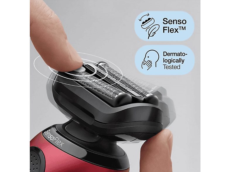 Afeitadora - Braun Series 6 61-R1200S, 3 Cuchillas, Afeitadora eléctrica para barba, EasyClick, Wet & Dry, Rojo — foto 2