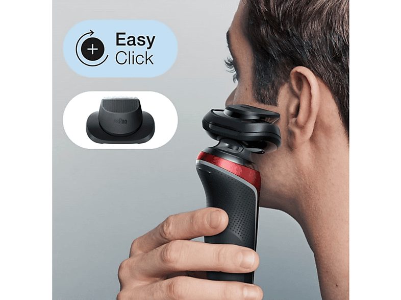 Afeitadora - Braun Series 6 61-R1200S, 3 Cuchillas, Afeitadora eléctrica para barba, EasyClick, Wet & Dry, Rojo — foto 4