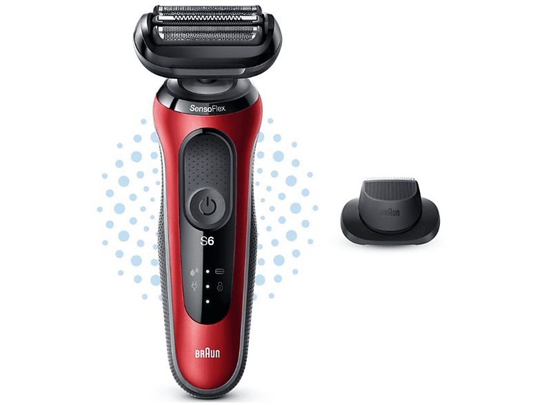 Afeitadora - Braun Series 6 61-R1200S, 3 Cuchillas, Afeitadora eléctrica para barba, EasyClick, Wet & Dry, Rojo — foto 5