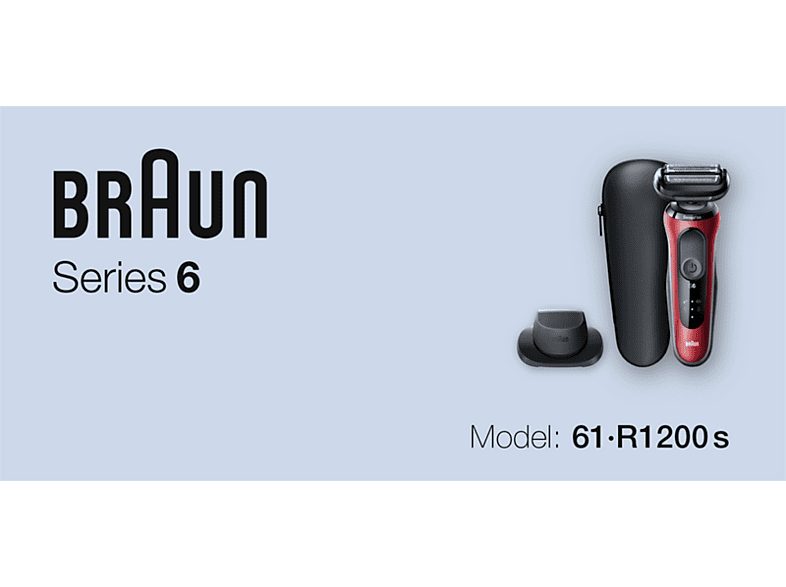 Afeitadora - Braun Series 6 61-R1200S, 3 Cuchillas, Afeitadora eléctrica para barba, EasyClick, Wet & Dry, Rojo — foto 9