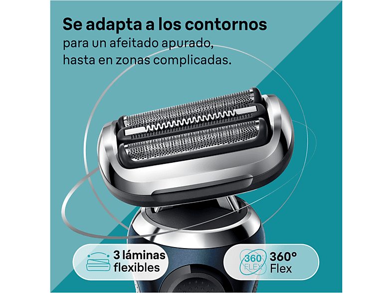 Afeitadora - Braun Series 7 71-B1200S, Afeitadora eléctrica de barba, Wet & Dry, Accesorio para corte de pelo, Azul — foto 3