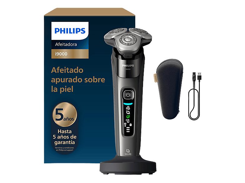 Afeitadora eléctrica - Philips i9000 X9002/10, SkinIQ IA, Levanta y Corta Triple Acción, Cabezal 360°, Uso Seco y Mojado, 50 min, Hydro SkinGlide