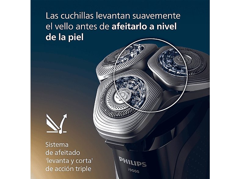 Afeitadora eléctrica - Philips i9000 X9002/10, SkinIQ IA, Levanta y Corta Triple Acción, Cabezal 360°, Uso Seco y Mojado, 50 min, Hydro SkinGlide — foto 10