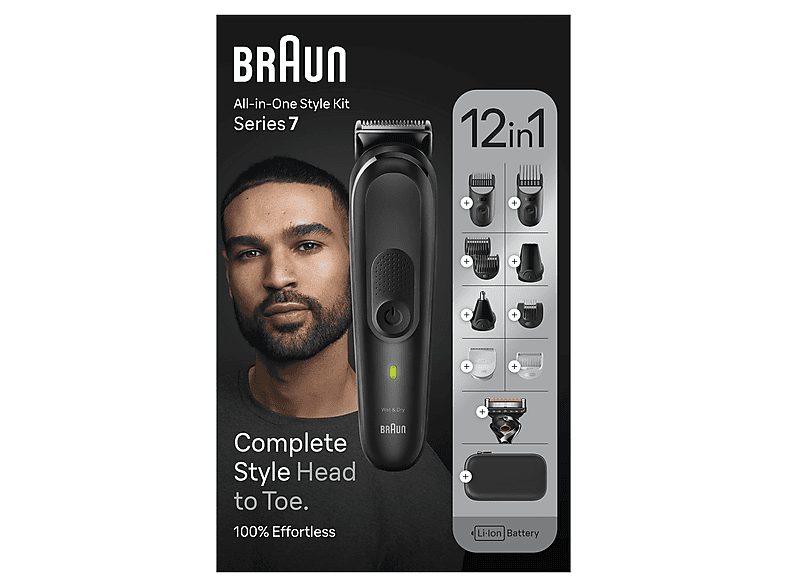 Afeitadora multifunción - BRAUN MGK7460;BRAUN, BarbaCuerpoOídoCabezalBigoteNariz accesorios, Negro — foto 2
