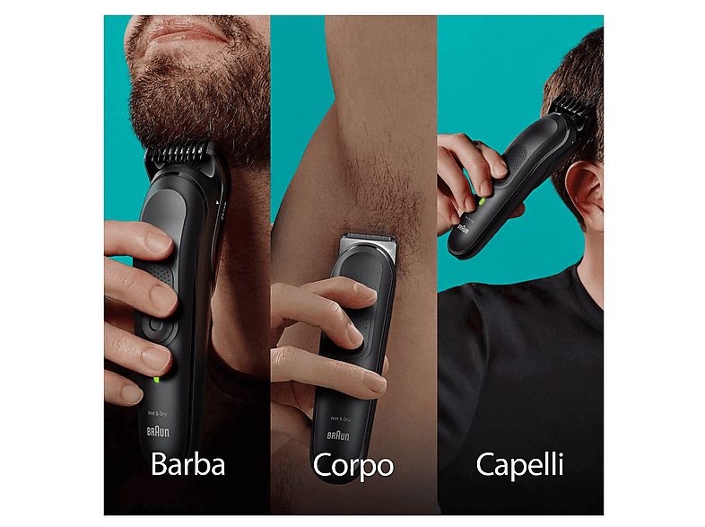 Afeitadora multifunción - BRAUN MGK7460;BRAUN, BarbaCuerpoOídoCabezalBigoteNariz accesorios, Negro — foto 4