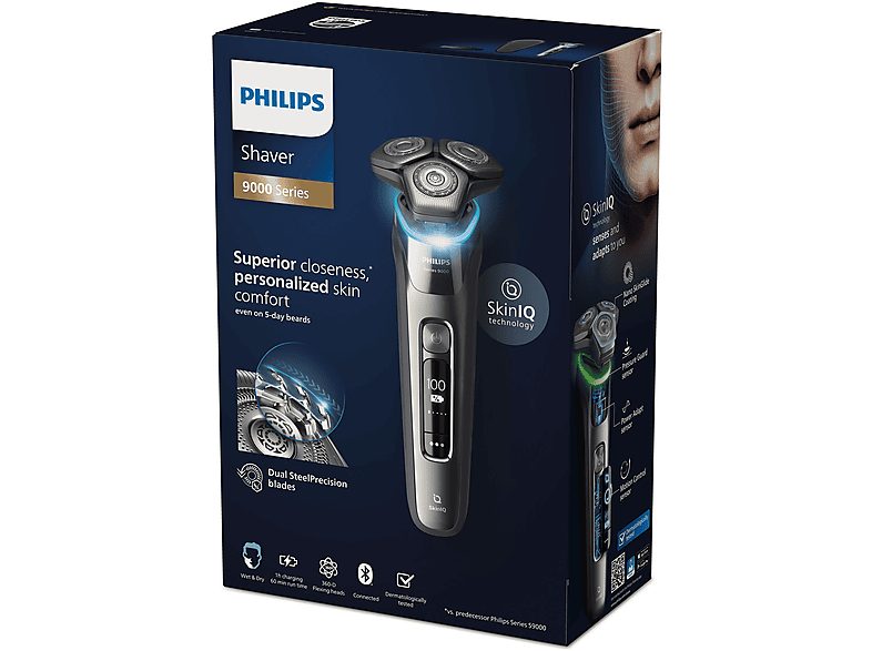 Afeitadora - PHILIPS AKLBB1780063209, 60 min, Presión óptima con el sensor de protección de presión. Deslizamiento un 30 % más suave con nanorrevestimiento SkinGlide, Gris — foto 2
