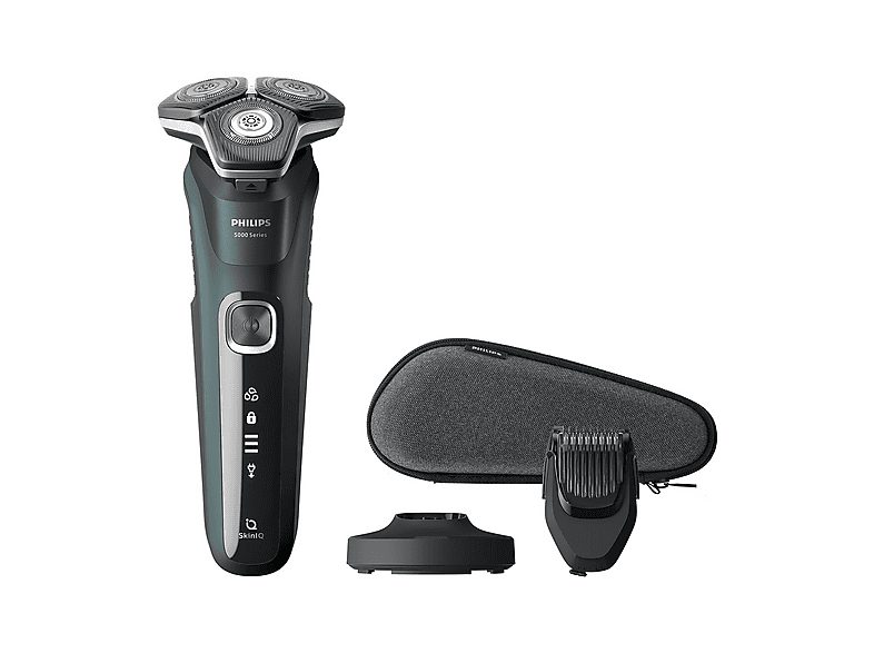 Afeitadora - PHILIPS S5884/38, 60 min, carga rápida, recortador de precisión, lavable, afeitado en seco, afeitado en húmedo, Verde
