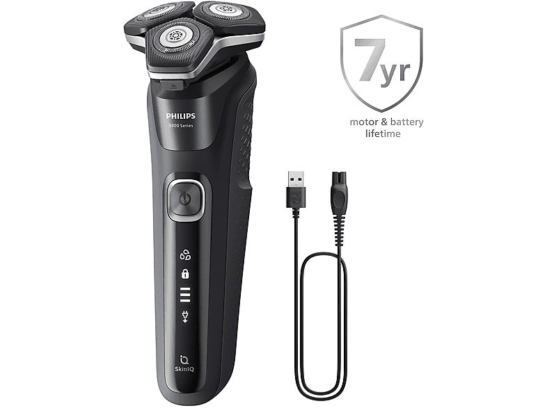 Afeitadora - PHILIPS S5898/79, 60 min, carga rápida, recortador de precisión, lavable, afeitado en seco, afeitado en húmedo, Cromo — foto 2