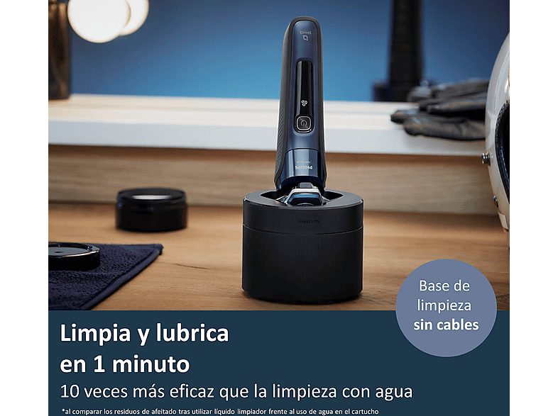 Afeitadora - Philips S7000 S7885/55, Afeitadora eléctrica, Seco y mojado, Base de limpieza, Conexión app, Soporte de carga, Cortapatillas, Azul — foto 10