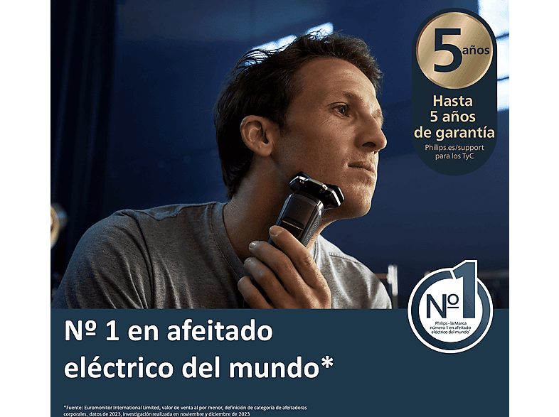 Afeitadora - Philips S7000 S7885/55, Afeitadora eléctrica, Seco y mojado, Base de limpieza, Conexión app, Soporte de carga, Cortapatillas, Azul — foto 4