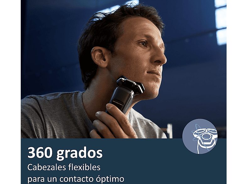 Afeitadora - Philips S7000 S7885/55, Afeitadora eléctrica, Seco y mojado, Base de limpieza, Conexión app, Soporte de carga, Cortapatillas, Azul — foto 8