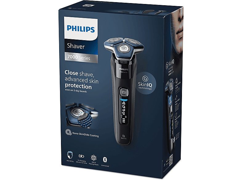 Afeitadora - PHILIPS S7886_35, 60 min, carga rápida, recortador de precisión, lavable, afeitado en seco, afeitado en húmedo, Negro — foto 2