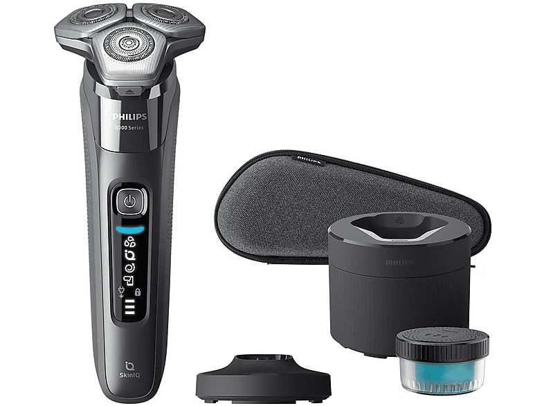 Afeitadora - PHILIPS S8697/55, 50.0 min, carga rápida, recortador de precisión, lavable, afeitado en seco, afeitado en húmedo, Cromo
