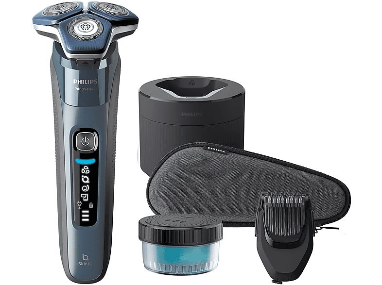 Afeitadora - PHILIPS SHAVER Series 7000 S7882/54, 60 Min., Cortador de relieves, Negro, Azul