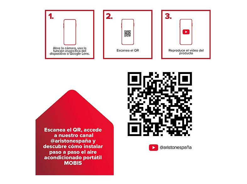 Aire Aconcidionado Portátil - ARISTON MOBIS 9, 9000 fg/h, 20 m², 47,5 dB(A), Blanco — foto 6