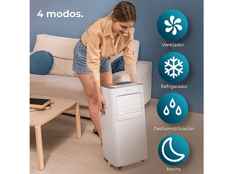 Aire acondicionado portátil - CECOTEC 08170, 7000 fg/h, 2 velocidades, 20 m², 65 dB(A), Blanco — foto 8