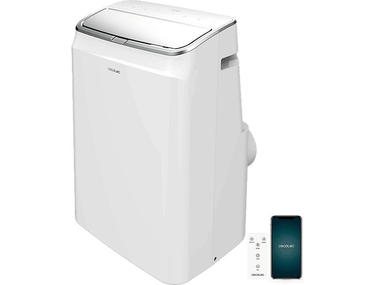 Aire acondicionado portátil - Cecotec ForceClima 12800 Soundless Heating Connected, 3024 fg/h, Bomba de calor, 5 modos, 3 veloc, Mando, Wi-Fi, Blanco
