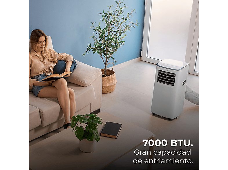 Aire acondicionado portátil - CECOTEC ForceClima 7400 Soundless Touch, 7000 fg/h, 2 velocidades, 15 m², 65 dB(A), Multicolor — foto 2