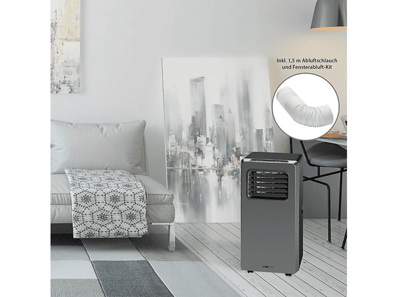 Aire acondicionado portátil - CLATRONIC 263808, 8000 fg/h, 2 velocidades, 70 m³, 65 dB(A), Gris — foto 9