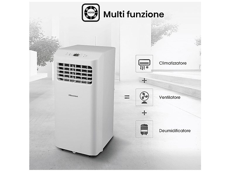 Aire acondicionado portátil - HISENSE APC07KV, 7000 fg/h, 2 velocidades, 18 m², 63 dB(A), Blanco — foto 5