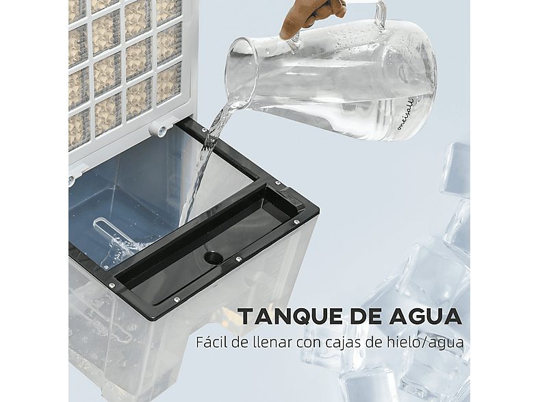 Aire acondicionado portátil - HOMCOM Humidificador, Enfriador, con Ruedas, 12L, Control Remoto, 3 Modos, 3 Velocidades, Temporizador 12h, 3 velocidades, 25,00 m², Blanco — foto 6