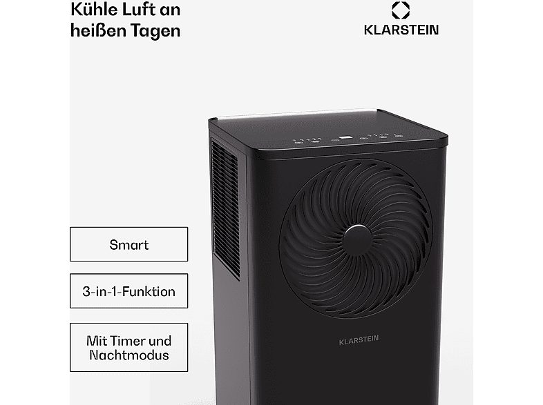 Aire acondicionado portátil - KLARSTEIN Aero Ring, 7000 fg/h, 25 m², 64 dB(A), Negro — foto 2