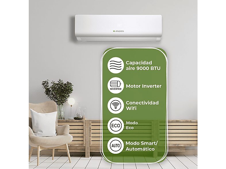 Aire acondicionado Split 1x1 - ASPES AAAS900W, Blanco — foto 5