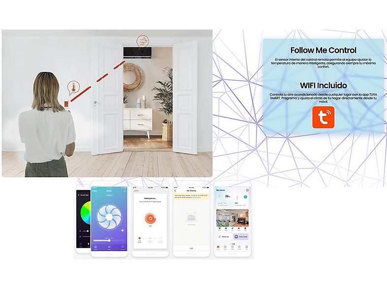 Aire acondicionado Split 1x1 - INFINITON SPTSE09A2, 9000 fg/h, Función Inverter, Blanco — foto 7