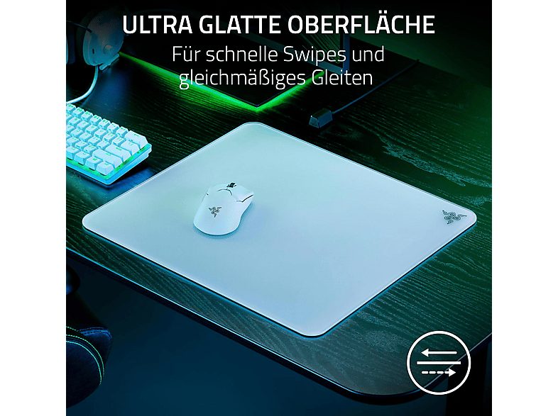 Alfombrilla gaming  - Atlas RAZER, Vidrio templado, Caucho, Blanco — foto 6