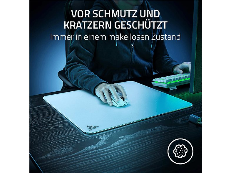 Alfombrilla gaming  - Atlas RAZER, Vidrio templado, Caucho, Blanco — foto 8