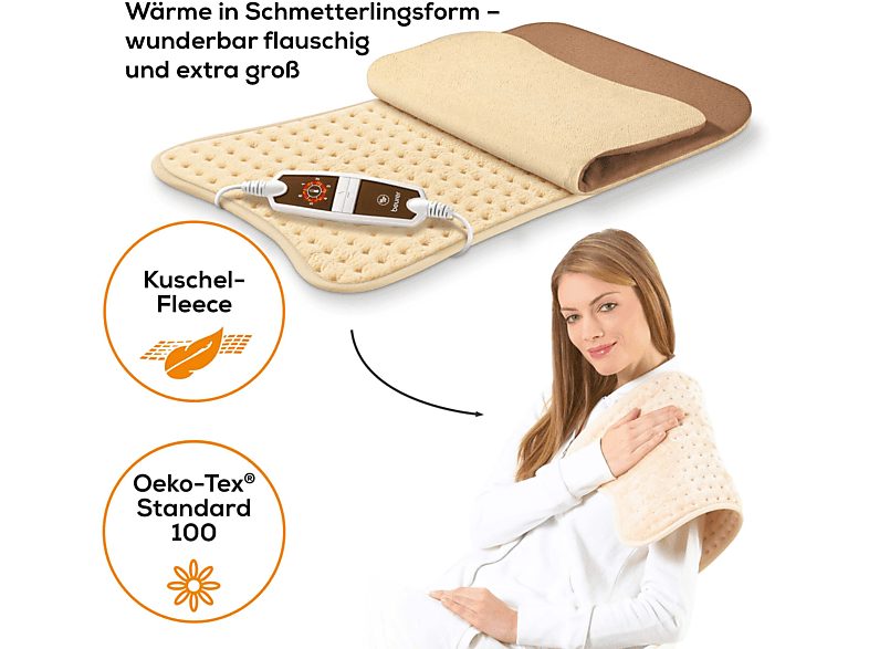 Almohadilla eléctrica - BEURER 27404, 100 W, 6, Marrón — foto 2