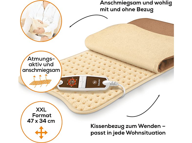 Almohadilla eléctrica - BEURER 27404, 100 W, 6, Marrón — foto 3