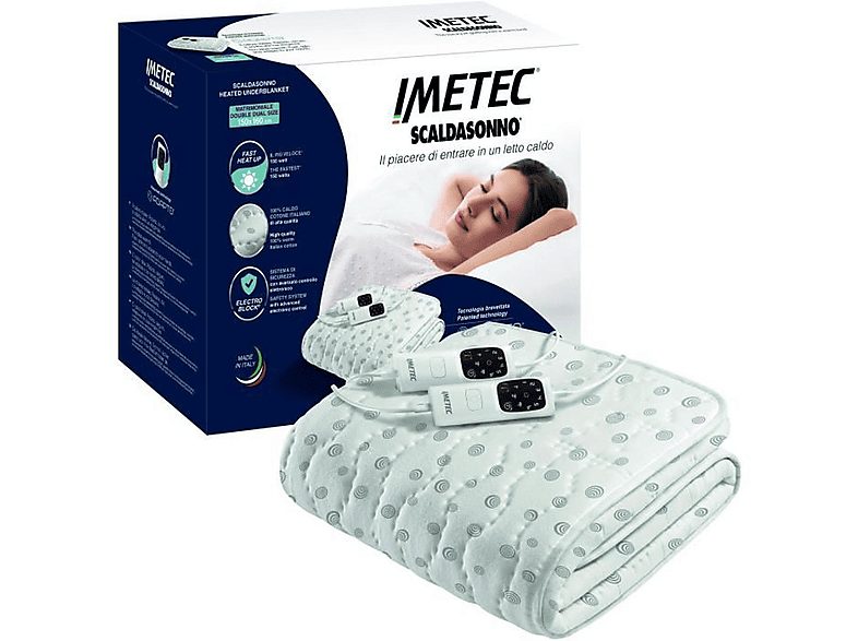 Almohadilla eléctrica - IMETEC Scaldasonno adapto, 300 W, 6, Gris, Blanco — foto 4